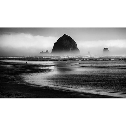 Cannon Beach Black Modern Wood Framed Art Print with Double Matting by Rak, Martin