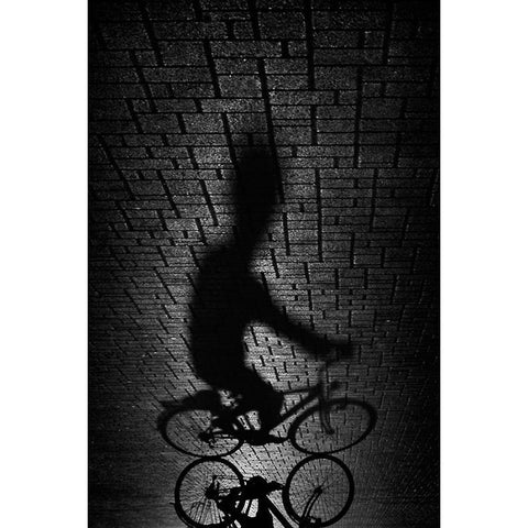 Shadow bike White Modern Wood Framed Art Print by Grambone, Antonio