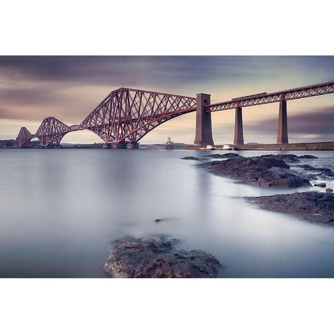 Forth Rail Bridge Gold Ornate Wood Framed Art Print with Double Matting by Vlasko, Martin