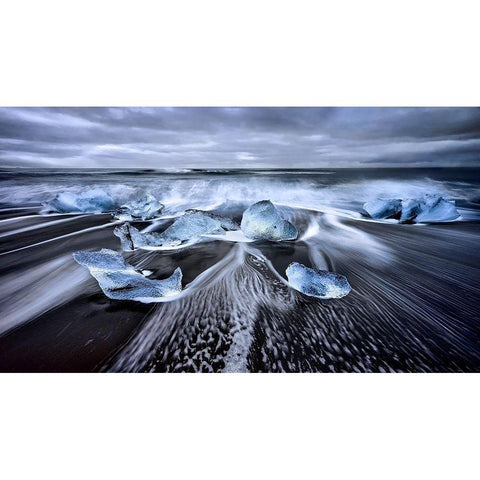 Blue Diamonds Black Modern Wood Framed Art Print by M. Garcia, Jesus