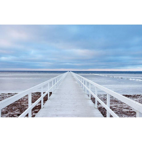 The bridge White Modern Wood Framed Art Print by Oleksinski, Jacek