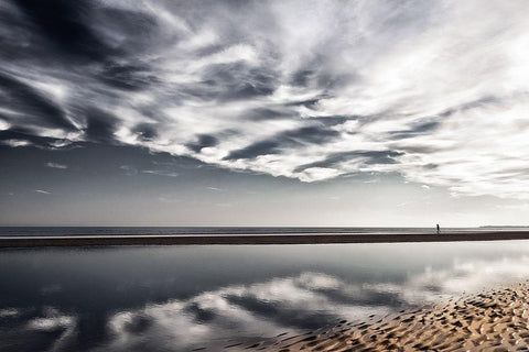 Solitaire White Modern Wood Framed Art Print with Double Matting by Kobal, M.