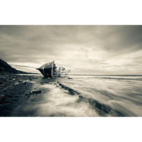 Defeated By the Sea Black Modern Wood Framed Art Print by Barandiaran, Inigo