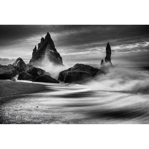 Iceland Rocks Black Modern Wood Framed Art Print with Double Matting by Eaglesfield, Philip