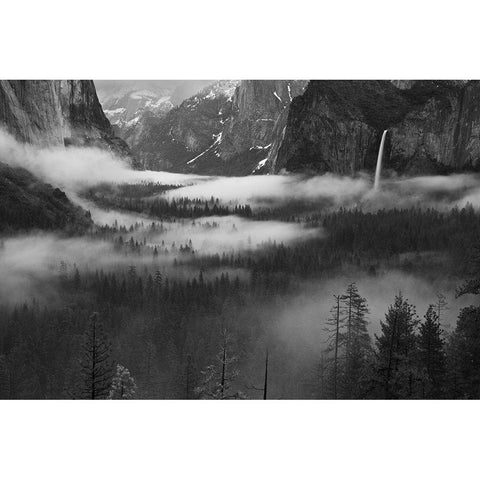 Fog Floating In Yosemite Valley White Modern Wood Framed Art Print by Zeng, Hong