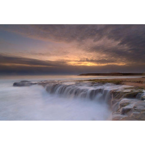 Waterfall White Modern Wood Framed Art Print by L, Yan