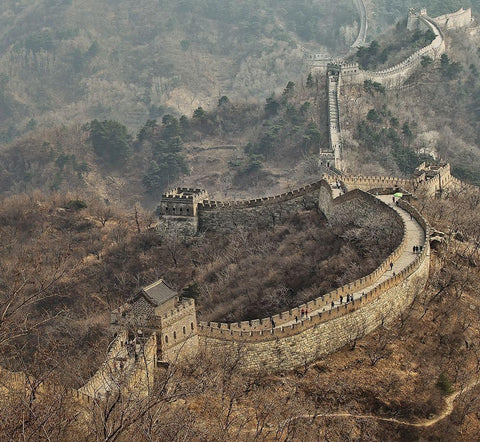 Early Spring in Mutianyu White Modern Wood Framed Art Print with Double Matting by Tjandra, C.S.