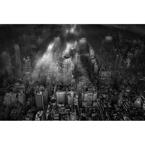 New York City White Modern Wood Framed Art Print by Londal, Leif