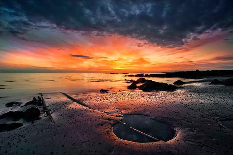 Into the Sunset White Modern Wood Framed Art Print with Double Matting by H. Ingibergsson, Porsteinn