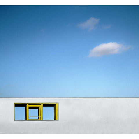 Yellow window Black Modern Wood Framed Art Print with Double Matting by Claes, Gilbert