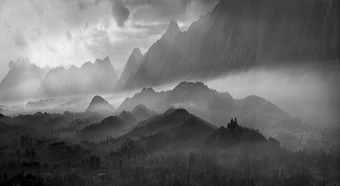 Valhalla White Modern Wood Framed Art Print with Double Matting by Stefan, Jacek