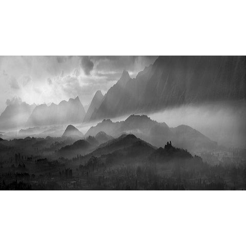 Valhalla Black Modern Wood Framed Art Print by Stefan, Jacek