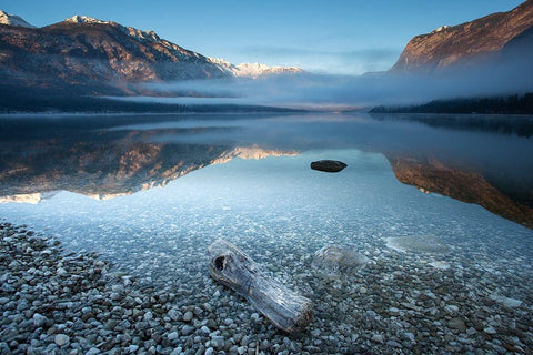 Bohinjs Tranquility White Modern Wood Framed Art Print with Double Matting by Bor