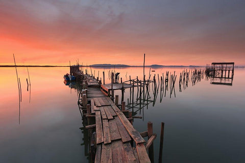 The last Light White Modern Wood Framed Art Print with Double Matting by Roxo, Alvaro