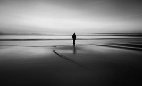 Walking to nowhere White Modern Wood Framed Art Print with Double Matting by Pascual Buye, Santiago