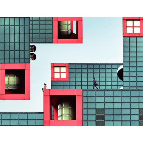 Daydream Black Modern Wood Framed Art Print with Double Matting by Tajima, Koji