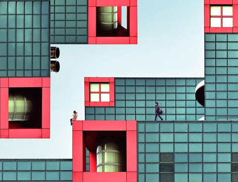 Daydream White Modern Wood Framed Art Print with Double Matting by Tajima, Koji