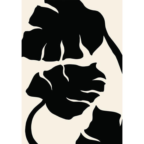 Monstera Black Black Modern Wood Framed Art Print with Double Matting by Artographie Studio