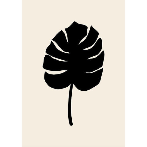 Monstera Leaf Black Black Modern Wood Framed Art Print by Artographie Studio