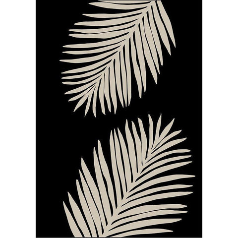 Palm Leaves Black Modern Wood Framed Art Print with Double Matting by Artographie Studio