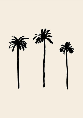 Palm Trees Black Ornate Wood Framed Art Print with Double Matting by Artographie Studio