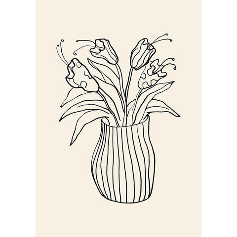 Vase Sketch White Modern Wood Framed Art Print by Artographie Studio