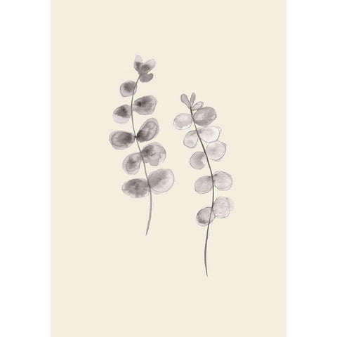 Eucalyptus Twigs Black Modern Wood Framed Art Print by Artographie Studio