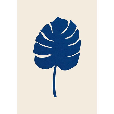 Monstera Canvas Blue Gold Ornate Wood Framed Art Print with Double Matting by Artographie Studio