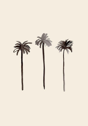 Palm Trees Ink White Modern Wood Framed Art Print with Double Matting by Artographie Studio