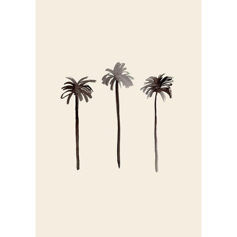 Palm Trees Ink Gold Ornate Wood Framed Art Print with Double Matting by Artographie Studio