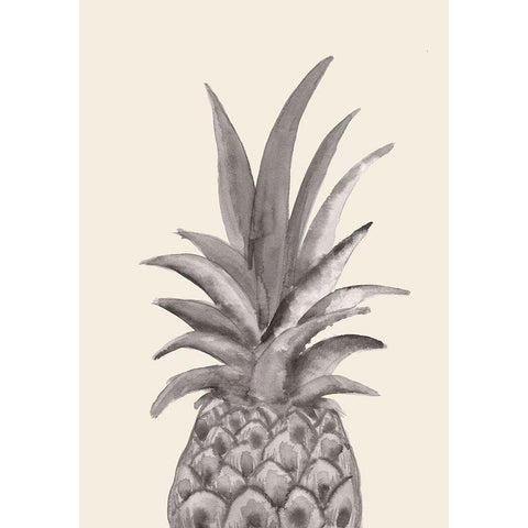 Ink Pineapple Black Modern Wood Framed Art Print with Double Matting by Artographie Studio