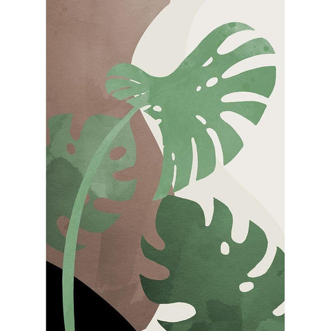 Monstera Cut Out 02 Black Modern Wood Framed Art Print with Double Matting by Artographie Studio