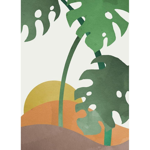 Monstera Cut Out 03 Black Modern Wood Framed Art Print with Double Matting by Artographie Studio