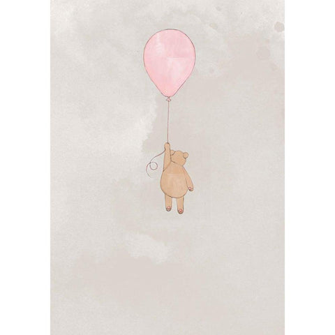 The Teddybear and The Balloon Black Modern Wood Framed Art Print with Double Matting by Artographie Studio