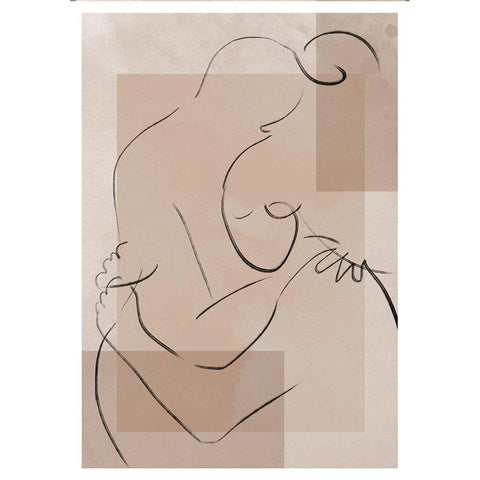 The Hug Black Modern Wood Framed Art Print with Double Matting by Artographie Studio