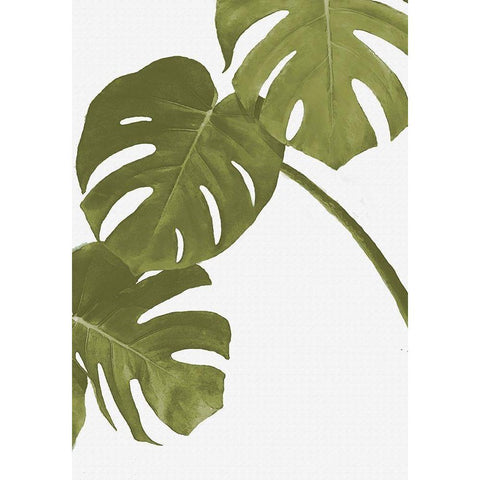 Golden Monstera 01 White Modern Wood Framed Art Print by Artographie Studio