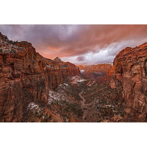 Zion NP Overlook Sunset Gold Ornate Wood Framed Art Print with Double Matting by Xie, April