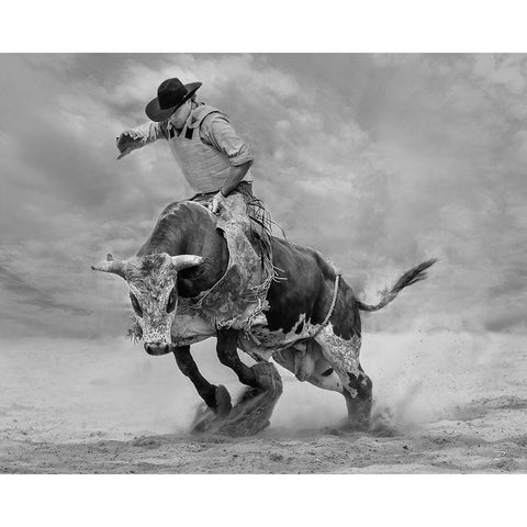 Ram Rodeo White Modern Wood Framed Art Print by Wang, Yun