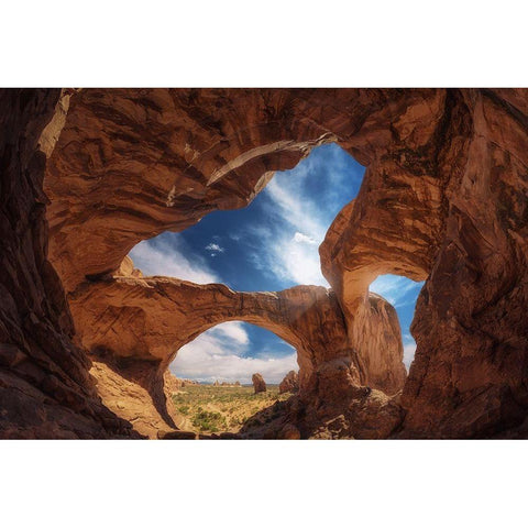 Double arch White Modern Wood Framed Art Print by Pablo, Juan de