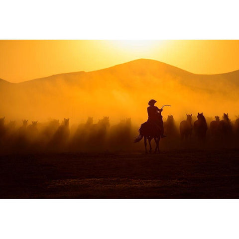 Chasing the Jades Gold Ornate Wood Framed Art Print with Double Matting by Pancareken, Yavuz