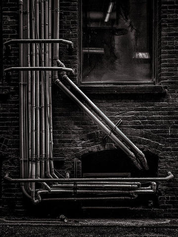 Alleyway Pipes No 2 White Modern Wood Framed Art Print with Double Matting by Carson, Brian