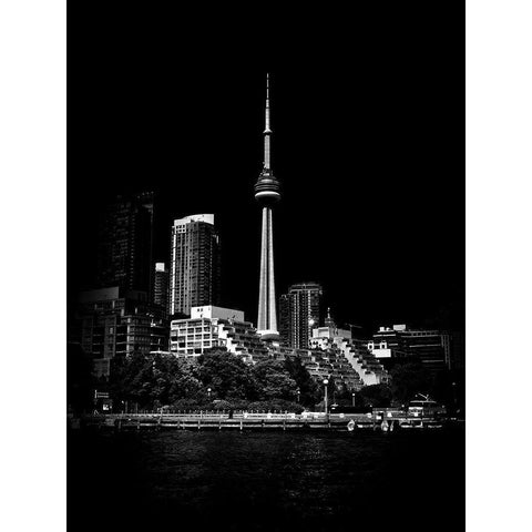 CN Tower from Bathhurst Quay Toronto Black Modern Wood Framed Art Print with Double Matting by Carson, Brian