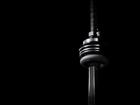 CN Tower Toronto No 2 White Modern Wood Framed Art Print with Double Matting by Carson, Brian