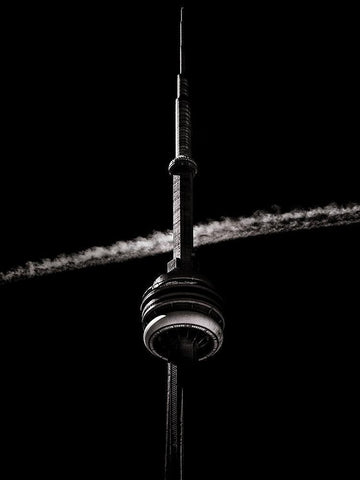 CN Tower Toronto No 4 Black Ornate Wood Framed Art Print with Double Matting by Carson, Brian