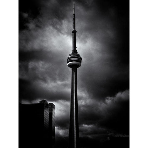 CN Tower Toronto No 6 White Modern Wood Framed Art Print by Carson, Brian