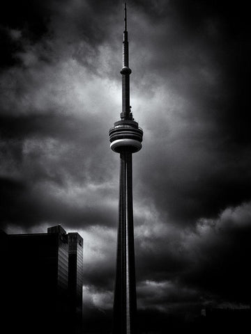 CN Tower Toronto No 6 Black Ornate Wood Framed Art Print with Double Matting by Carson, Brian