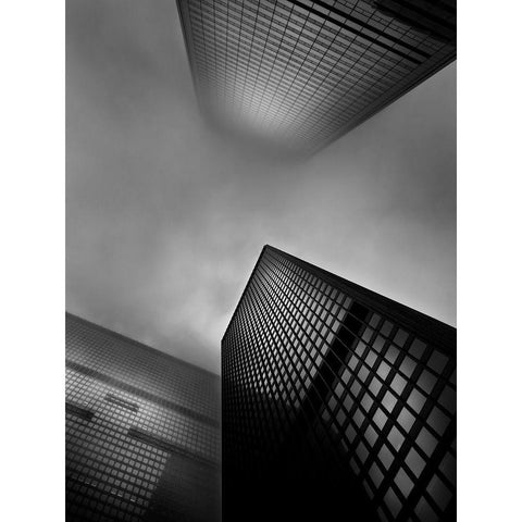 Downtown Toronto Fogfest No 1 Black Modern Wood Framed Art Print with Double Matting by Carson, Brian