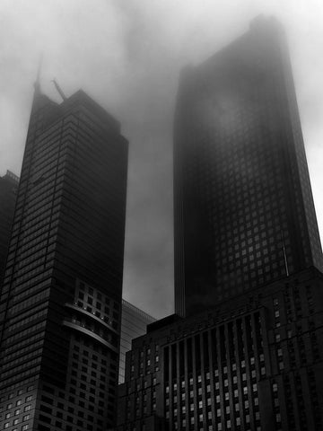 Downtown Toronto Fogfest No 2 White Modern Wood Framed Art Print with Double Matting by Carson, Brian