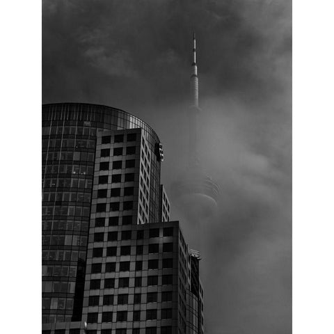 Downtown Toronto Fogfest No 7 White Modern Wood Framed Art Print by Carson, Brian