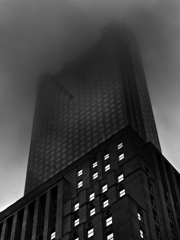 Downtown Toronto Fogfest No 13 White Modern Wood Framed Art Print with Double Matting by Carson, Brian